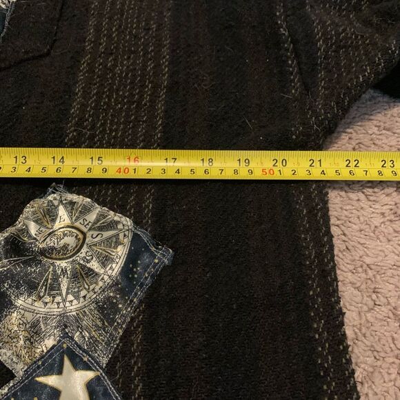 Stripe Knit Zodiac Sun Moon Tapestry Blazer Jacket Oversized Open Front L - Picture 3 of 4